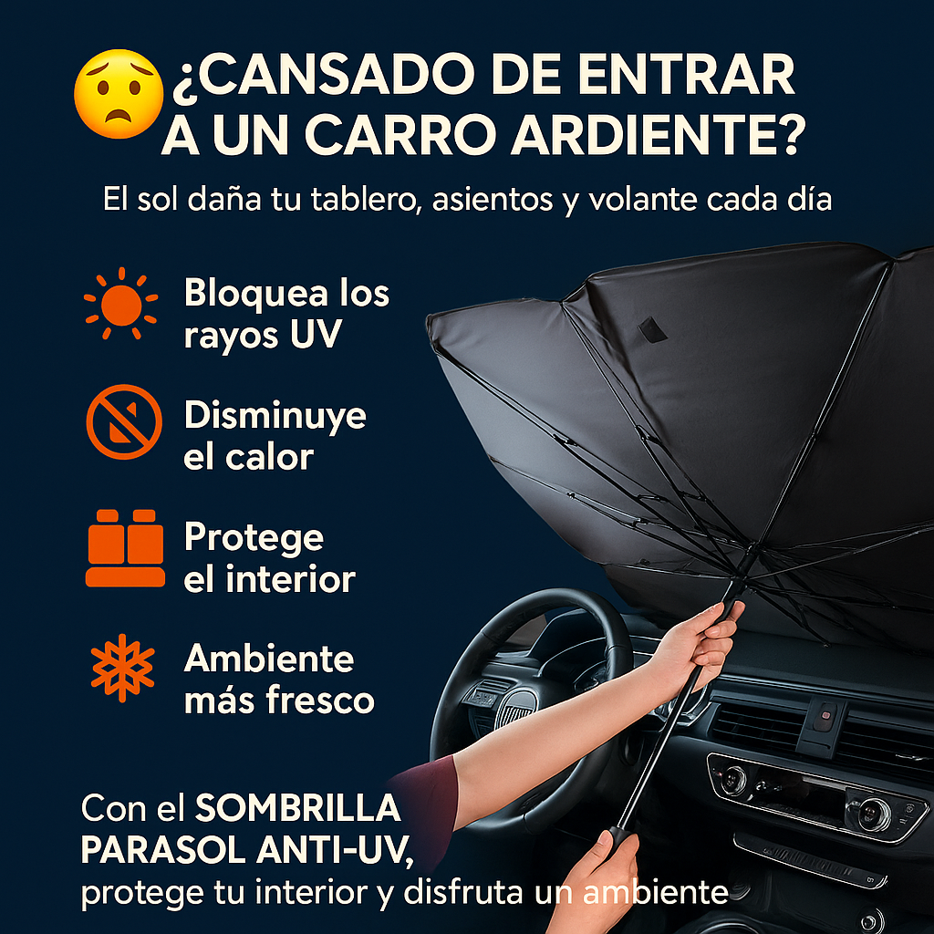 SOMBRILLA PARA INTERIOR DE CARRO CON FILTRO UV- Cuida del SOL el interior de tu vehiculo